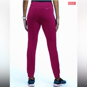 Jaanuu Women's Scrub Jogger Burgundy - 10 pocket